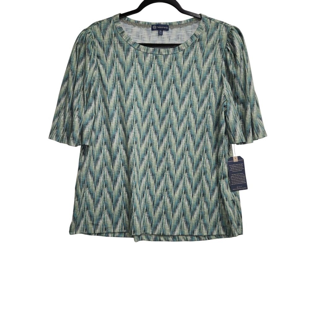 Democracy Womens Zigzag Pattern Top XL Polyester Rayon Blendn 2360